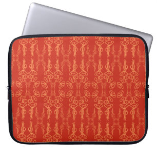Chic Orange on Red Poppy Outline Laptop Sleeve