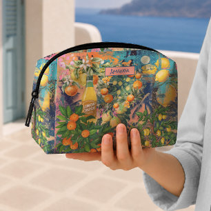 Chic Orange Sicilian Collage Citrus Floral Tiles Dopp Kit