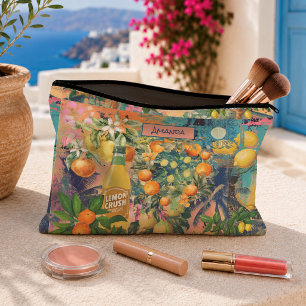 Chic Orange Sicilian Majolica Citrus Tiles Accessory Pouch
