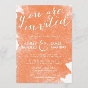 CHIC ORANGE WATERCOLOR WEDDING INVITATION