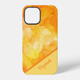 Chic Orange Yellow Watercolor Personalised iPhone 12 Case