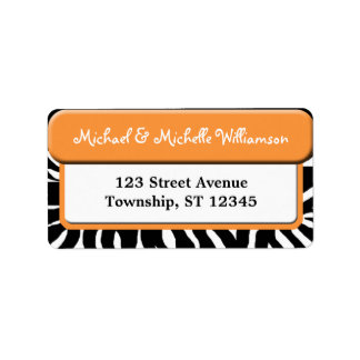 Chic Orange Zebra Print Address Labels