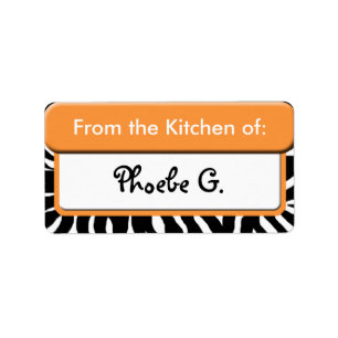 Chic Orange Zebra Print "From the Kitchen" Labels