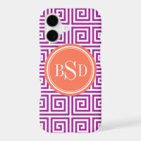 Chic orchid greek key geometric patterns monogram