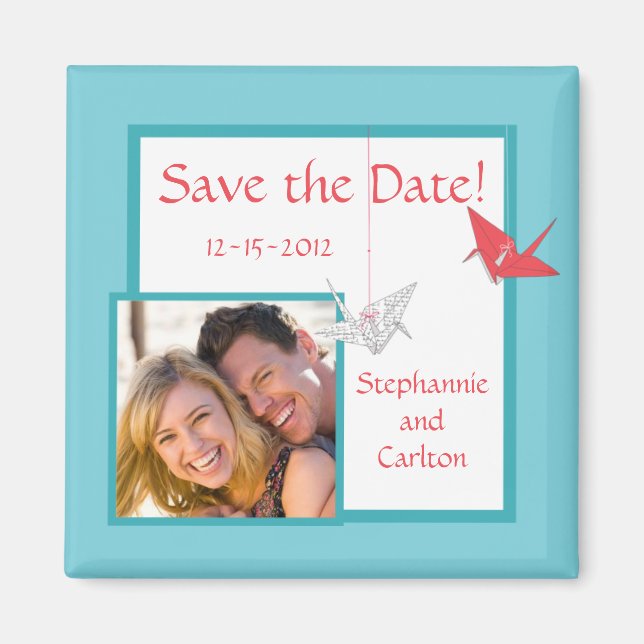 Chic Origami Birds Wedding Announcement Magnet (Front)
