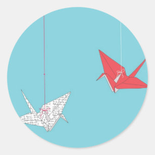 Chic Origami Birds Wedding Envelope Stickers