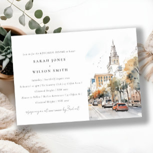 Chic Orlando Florida Skyline Rehearsal Dinner Invitation