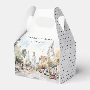 Chic Orlando Florida Skyline Watercolor Wedding Favour Box