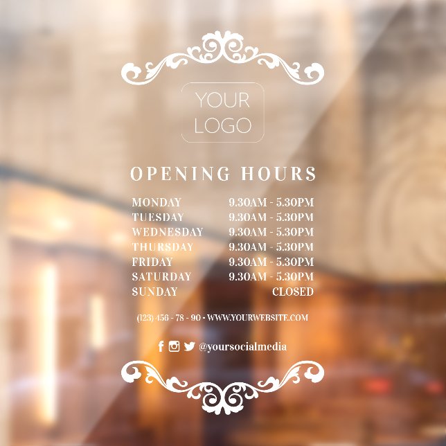Chic Ornament Custom Business Logo Opening Hours (Sheet 2)