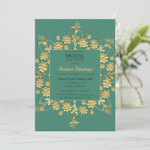 Chic Ornate Gold Floral Bridal Shower Invitation