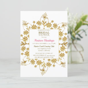 Chic Ornate Gold Floral Bridal Shower Invitation