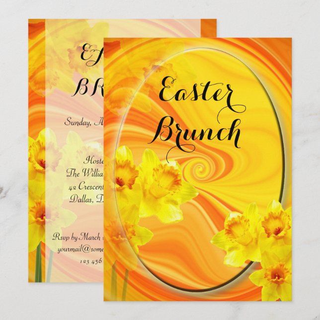 Chic Oval Narcissus Abstract Easter Brunch Invitation (Front/Back)