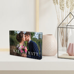 Chic Overlay Personalised Wedding Photo Block