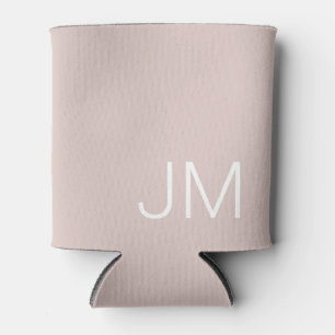 Chic Oversized Monogram Initials Blush Pink Can Cooler