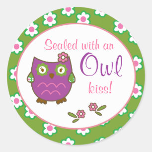 Chic Owl Baby Shower Envelope Seal Stickers