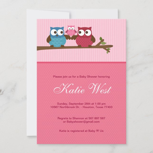 Chic Owls Baby Shower Invitation (Front)