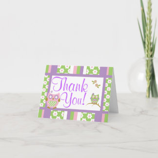 Chic Owls Baby Shower Thank You Note Card