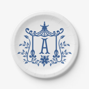 Chic Pagoda Monogram A   Paper Plate