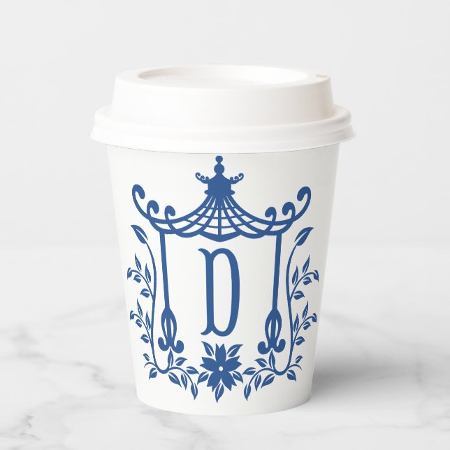 Chic Pagoda Monogram D  Paper Cups (Front)