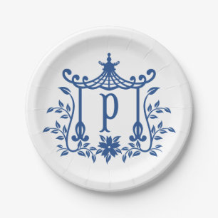 Chic Pagoda Monogram P Paper Plate