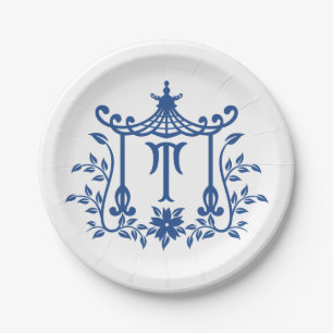 Chic Pagoda Monogram T Paper Plate