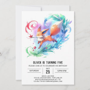 Chic Painted Fox Birthday Invitation