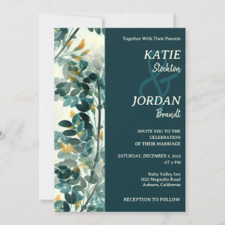 Chic Painted Leaves Wedding Invitation