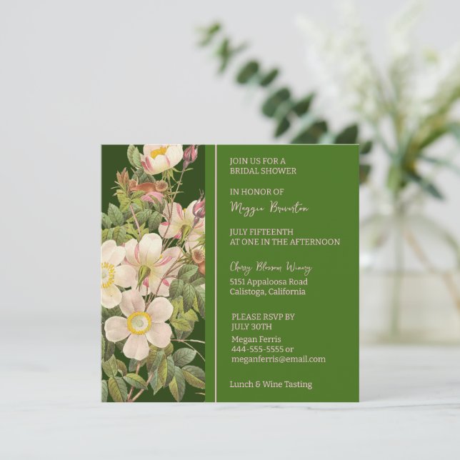 Chic Painted Primrose Bridal Shower Invitation (Standing Front)