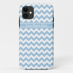 Chic Pale Blue and White Chevrons Pattern Case-Mate iPhone Case
