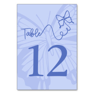 Chic Pale Blue Butterfly Garden Wedding Table Number