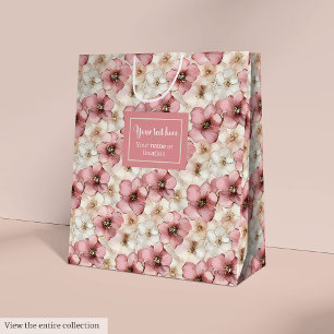 Chic pale pink and gold custom name sweet sixteen  medium gift bag