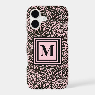 Chic Pale Pink Botanical foliage Pattern Monogram
