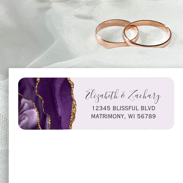 Chic Pale Purple Gold Wedding Return Address (Creator Uploaded)