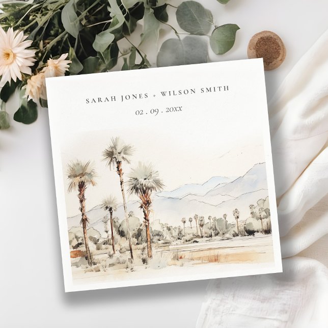 Chic Palm Springs California Landscape Wedding Napkin (Creator Uploaded)