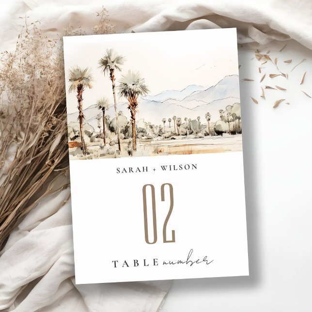 Chic Palm Springs California Landscape Wedding Table Number (Creator Uploaded)