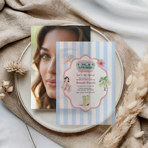 Chic Palm Springs Retro Bachelorette Party Vellum Invitations