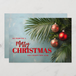 Chic Palms and Ornaments Business Logo Christmas Holiday Card