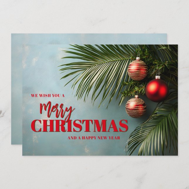 Chic Palms and Ornaments Business Logo Christmas Holiday Card (Front/Back)