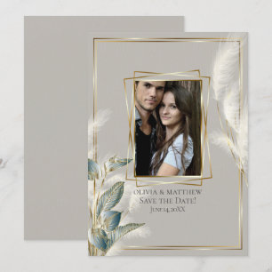 Chic Pampas Grass Photo Save the Date Invitation