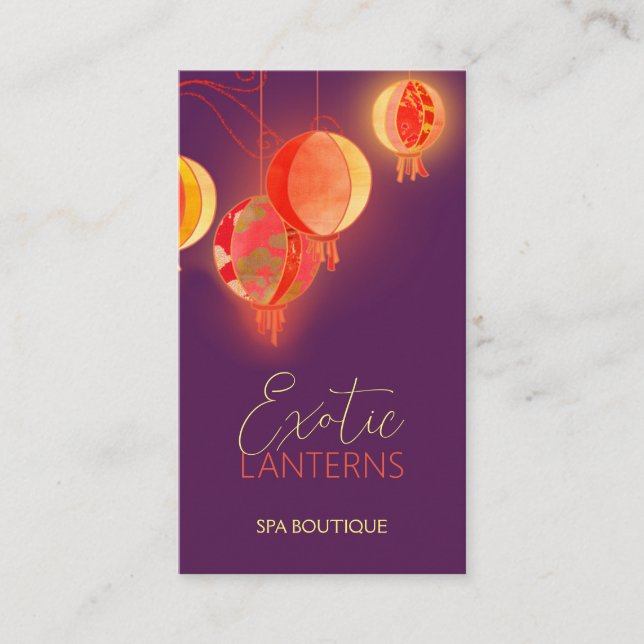 Chic Paper Lanterns Spa Salon Business Cards (Front)