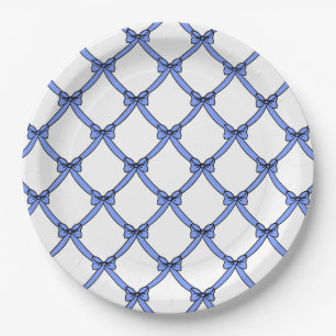 CHIC PAPER PLATE_GIRLY PERIWINKLE BLUE BOWS PAPER PLATE