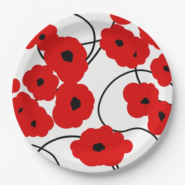 CHIC PAPER PLATE_MODERN REDPOPPIES PAPER PLATE (Front)