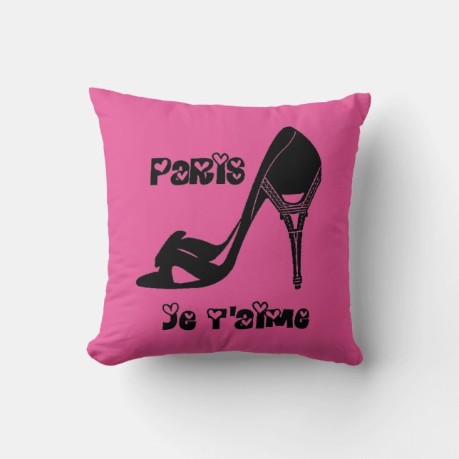 Chic Paris, je t'aime Eiffel Tower High Heel Cushion (Front)