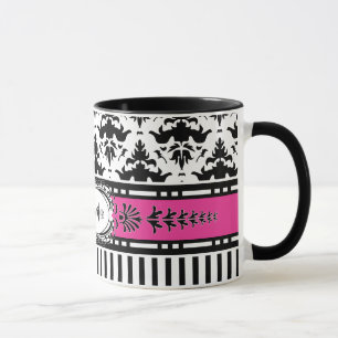 Chic Paris Stripes and Damask Add Your Name Mug
