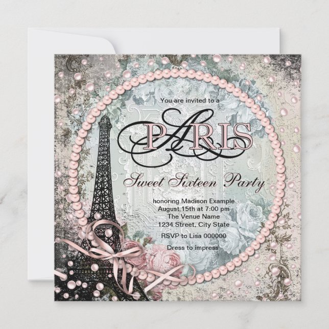 Chic Paris Sweet 16 Party Invitation (Front)