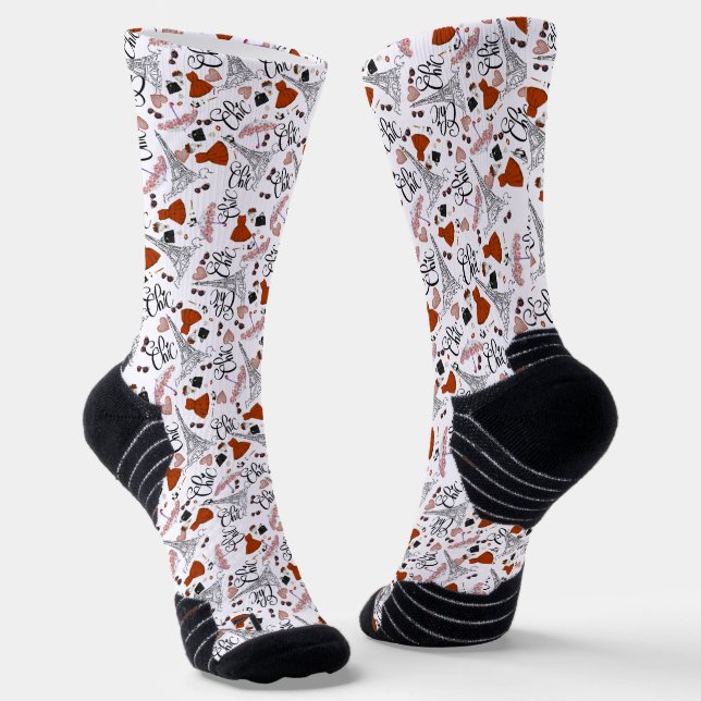 chic paris with clothes and hearts socks (Angled)