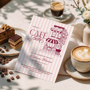 Chic Parisian Café Bébé French Baby Shower Invitation