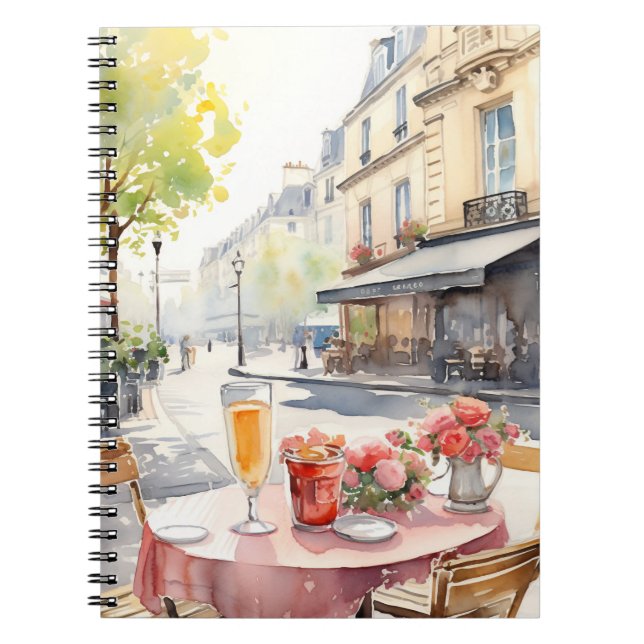 Chic Parisian Cafe watercolour illustration  Notebook (Front)