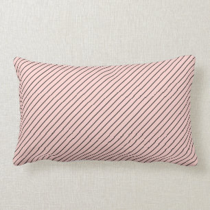 Chic Parisian Pale Pink and Black Pinstripes Lumbar Cushion