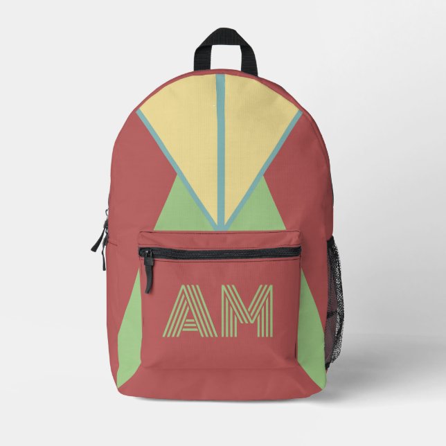 Chic Pastel Berry Geometric Custom Backpack (Front)